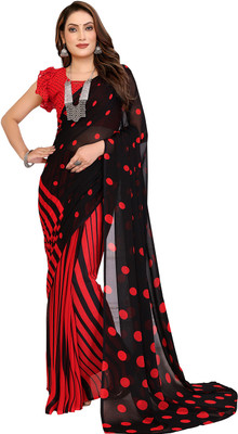 Moda Rapido Printed, Self Design, Polka Print Daily Wear Georgette Saree(Red)