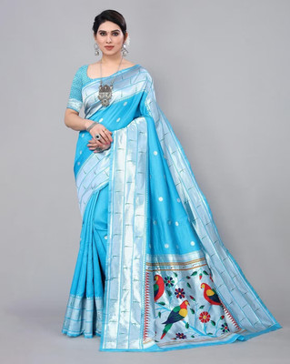Satika Riti Woven Paithani Pure Silk, Art Silk Saree(Black)