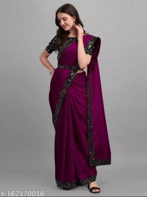 Radhe Krishna Fashion Embellished Bollywood Pure Silk Saree(Purple)