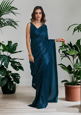 KalyaniTextile Embellished Bollywood Georgette Saree(Light Blue)