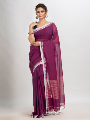 angoshobha Woven Handloom Pure Cotton Saree(Magenta)