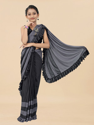 SISA ENTERPRIZE Embellished Bollywood Lycra Blend Saree(Grey)