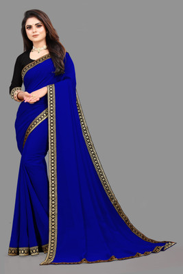 Sangath Embroidered Bollywood Georgette Saree(Dark Blue)