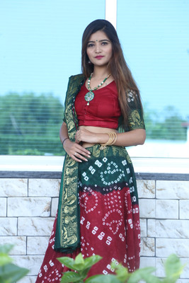 JERAVI Enterprise Printed Bandhani Art Silk Saree(Maroon)