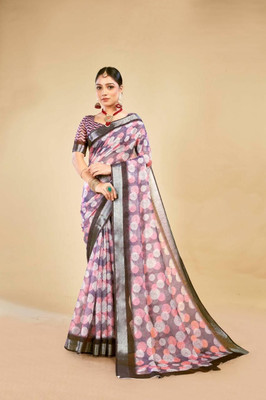 vestito Printed, Woven Daily Wear Linen Saree(Multicolor)