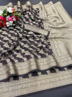 Sarvada Woven, Embellished, Self Design Banarasi Jacquard, Art Silk Saree(Black)