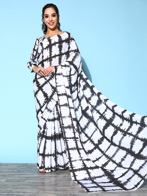 Tasrika Printed Bollywood Cotton Silk Saree(White)