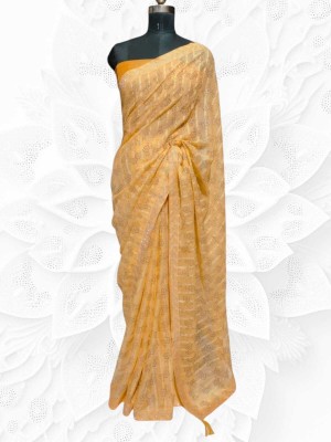 DEEPAK Woven Banarasi Cotton Blend Saree(Yellow)