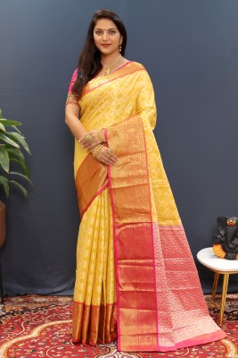 amirat Woven Kanjivaram Jacquard Saree(Yellow)