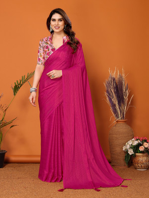 Dhruti Creation Self Design Bollywood Polyester Saree(Pink)