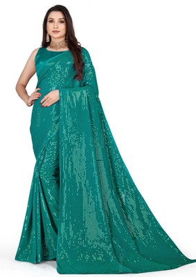 Divastri Embellished Bollywood Georgette Saree(Green)