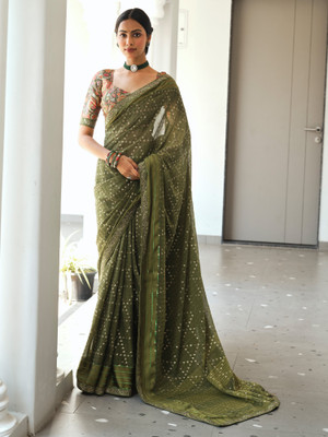 Sareemall Printed Bollywood Georgette Saree(Light Green)