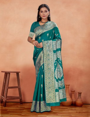 GORAL Embellished, Self Design, Woven Kanjivaram Art Silk, Jacquard Saree(Light Green)