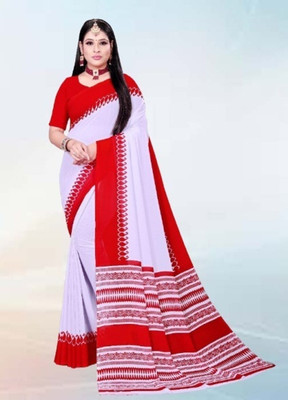 Aruna Sarees Printed Bollywood Georgette Saree(White)