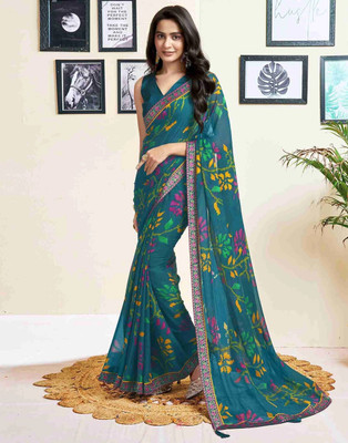 Panchvati NX Printed Bandhani Georgette Saree(Green)