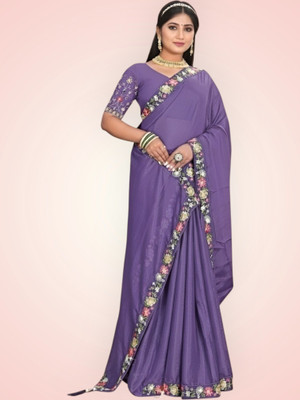 Shree Ambey Self Design Bollywood Georgette Saree(Purple)