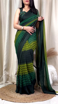 Riddhi textile Hub Temple Border Bollywood Georgette Saree(Green)