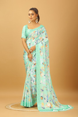 nirmal creation Self Design Bollywood Satin Saree(Green)