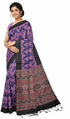 DUGGE FASHION Floral Print, Printed Sambalpuri Pure Cotton Saree(Multicolor)