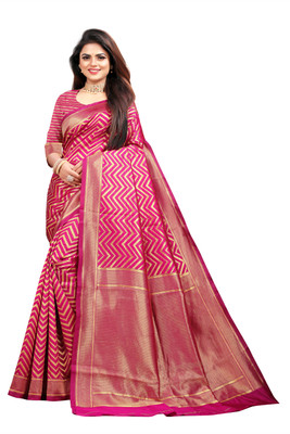 Vedant Vastram Woven Banarasi Silk Blend Saree(Magenta)