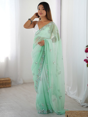 ANOUK Embellished Bollywood Chiffon Saree(Light Green)
