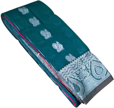 sri amman sarees Woven Banarasi Cotton Silk Saree(Green, Pink)