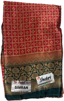 RETRO Digital Print Bollywood Crepe Saree(Red)