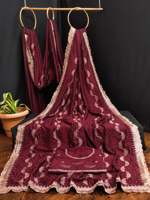 K SALIYA ENTERPRISE Embroidered Bollywood Polyester Saree(Maroon)