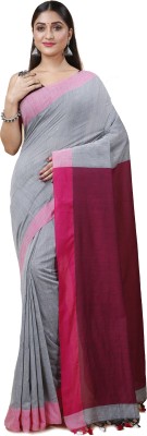 DipDiya Printed Handloom Cotton Blend Saree(Grey)