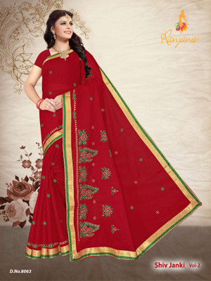 RANJANA CREATION Self Design Daily Wear Pure Cotton Saree(Red)