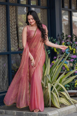 Manish Creation Self Design Bollywood Chiffon Saree(Pink)