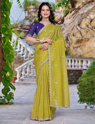 SHREENATHJI CREATION Embroidered Bollywood Chiffon Saree(Light Green)