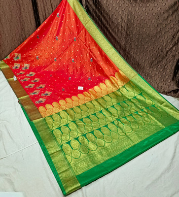 Spewim Woven Banarasi Art Silk Saree(Orange)