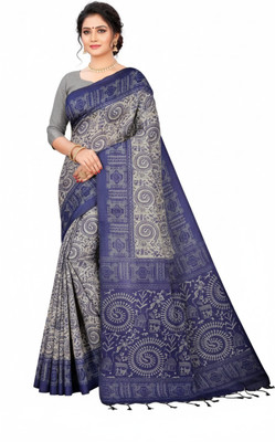 Padma Self Design, Printed Sambalpuri Pure Cotton Saree(Grey)