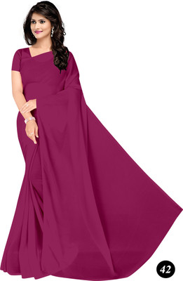STAVA CREATION Solid/Plain Bollywood Georgette Saree(Maroon)