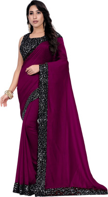 Snehdeep Embellished Bollywood Lycra Blend Saree(Black)