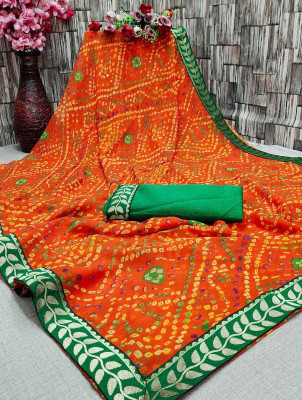 supalee tex Printed Bandhani Georgette Saree(Multicolor)