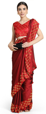 SHAKTIJEN ENTERPRISE Embellished Bollywood Crepe Saree(Red)