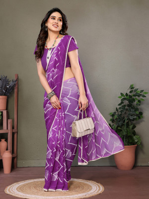 WINKLECART Self Design Bollywood Georgette, Silk Blend Saree(Purple)