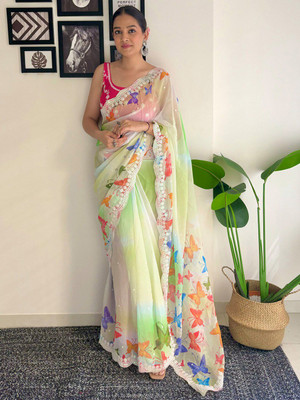 ANOUK Embellished Bollywood Georgette Saree(Light Green)