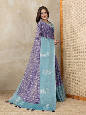Gulkee Printed Bollywood Tissue Saree(Dark Green)