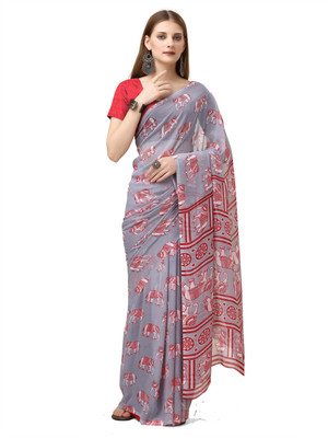 Sita Printed Mysore Georgette Saree(Grey)