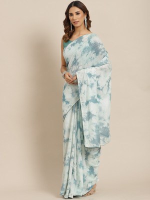 Ratnavati Printed Bollywood Polyester Saree(Dark Green)