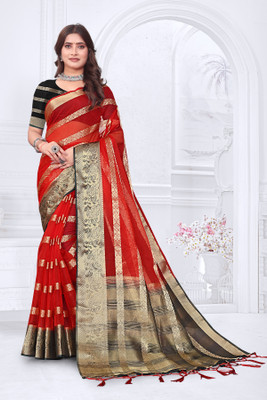 Aarunika MNT Woven Bollywood Organza Saree(Multicolor)