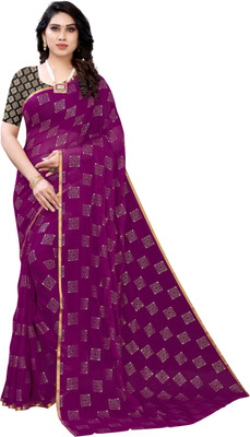 Divastri Woven, Printed Daily Wear Chiffon Saree(Purple)