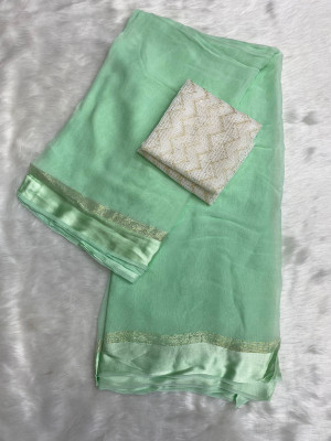 ELEGENCE FAB Solid/Plain Bollywood Viscose Rayon Saree(Light Green)