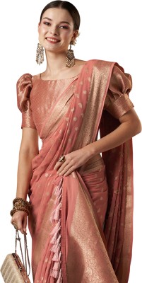 Akhilam Woven Banarasi Georgette Saree(Orange)