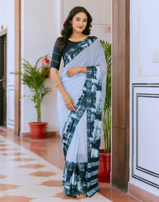 Samah Digital Print, Printed, Embellished Bollywood Georgette Saree(Blue)