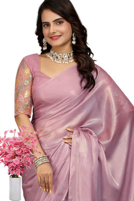 Infyshopy Solid/Plain Bollywood Chiffon, Georgette Saree(Purple)