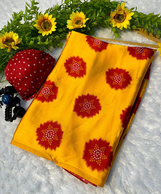 NavinyaVastra Printed Bollywood Silk Blend Saree(Yellow)